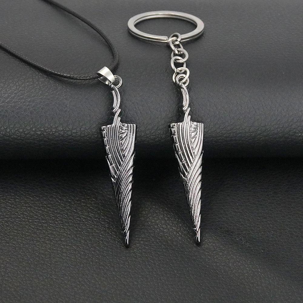 New Game Hollow Knight Bone Nail Keychain Necklace Pure Nail Sword Metal Pendant Keyring Cosplay Jewelry Gifts