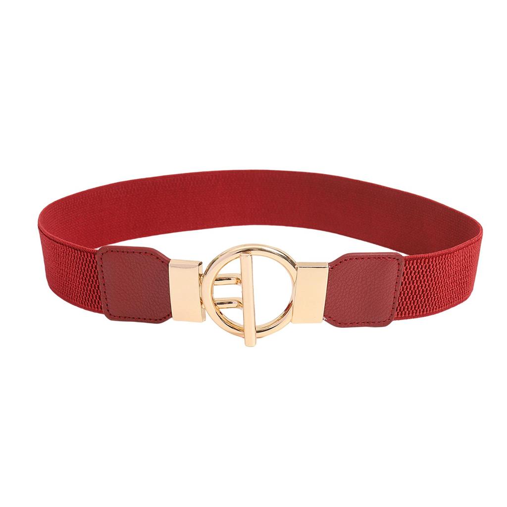 Women Stretch Waist Belt Fashionable Elastic Metal Buckle Adjustable Cincher For Dresses Casual Outfit Party Office Wear