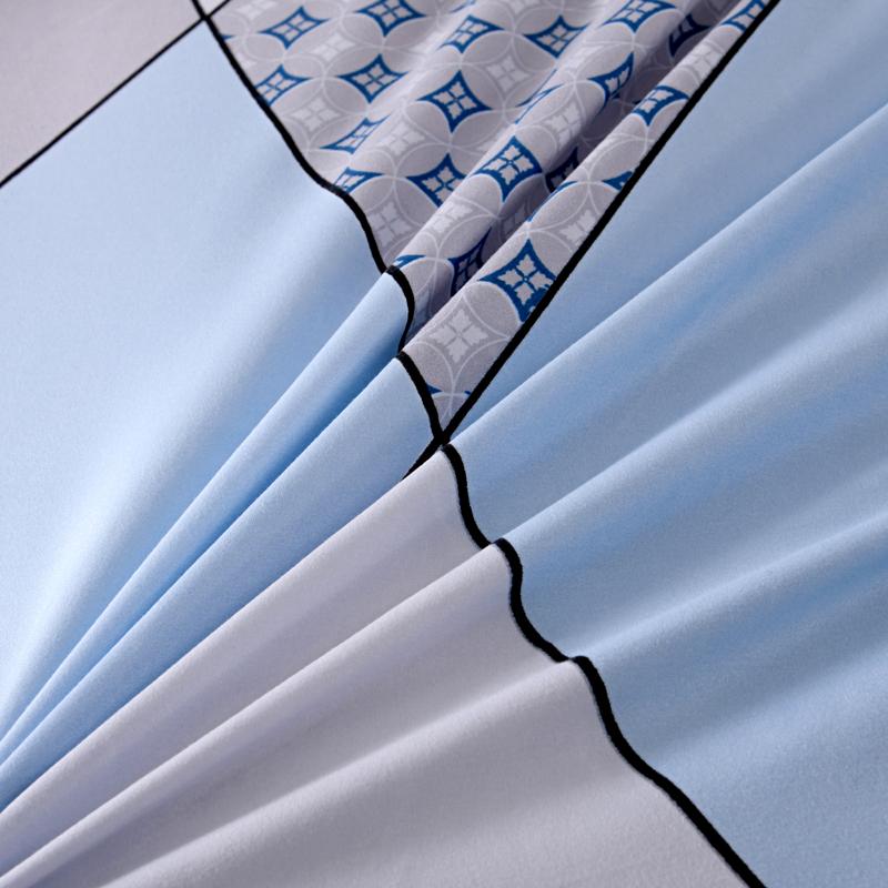Blue Striped Plaid Style Duvet Cover Set Modern Geometry Quilt Cover with Pillowcases Bedding Set 3Pcs for Kids Boys Room Decor