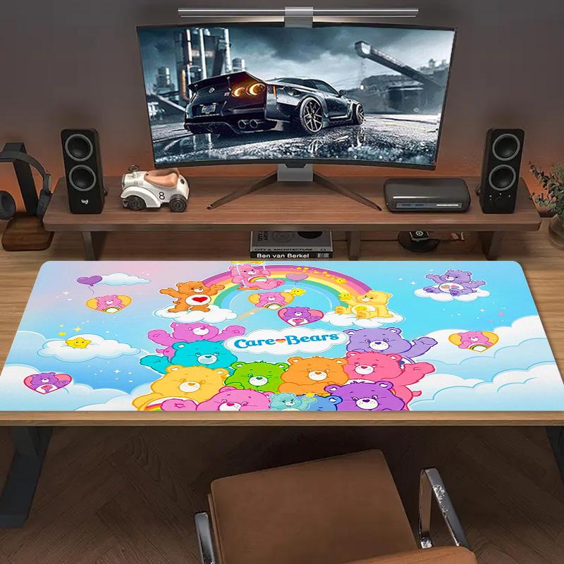 Cartoon Care Bear Color Mouse Pad Large Gaming Table Cushion Non-slip Laptop Tablet Big Mousepad XXL Mat Mini PC Playmat With Lock Edge