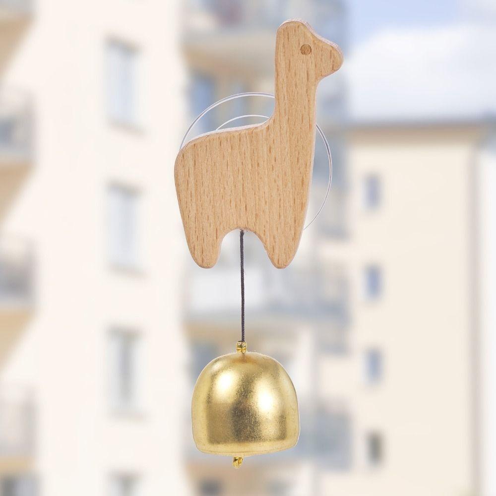 Brass Collision Bell Wooden Door Bell Delightful Sound Suction Cup Animal Shaped Wind Chime Easy Installation Decorative