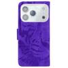 For iPhone 17 Pro Max Case Tiger Imprint Leather Wallet Phone Cover