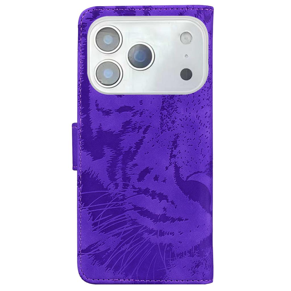 For iPhone 17 Pro Max Case Tiger Imprint Leather Wallet Phone Cover