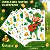 119PCS St Patricks Day Window Clings,Reble St Patricks Day Decorations,Double Sided Green Shamrock Window Clings,Irish Static Saint Patrick's