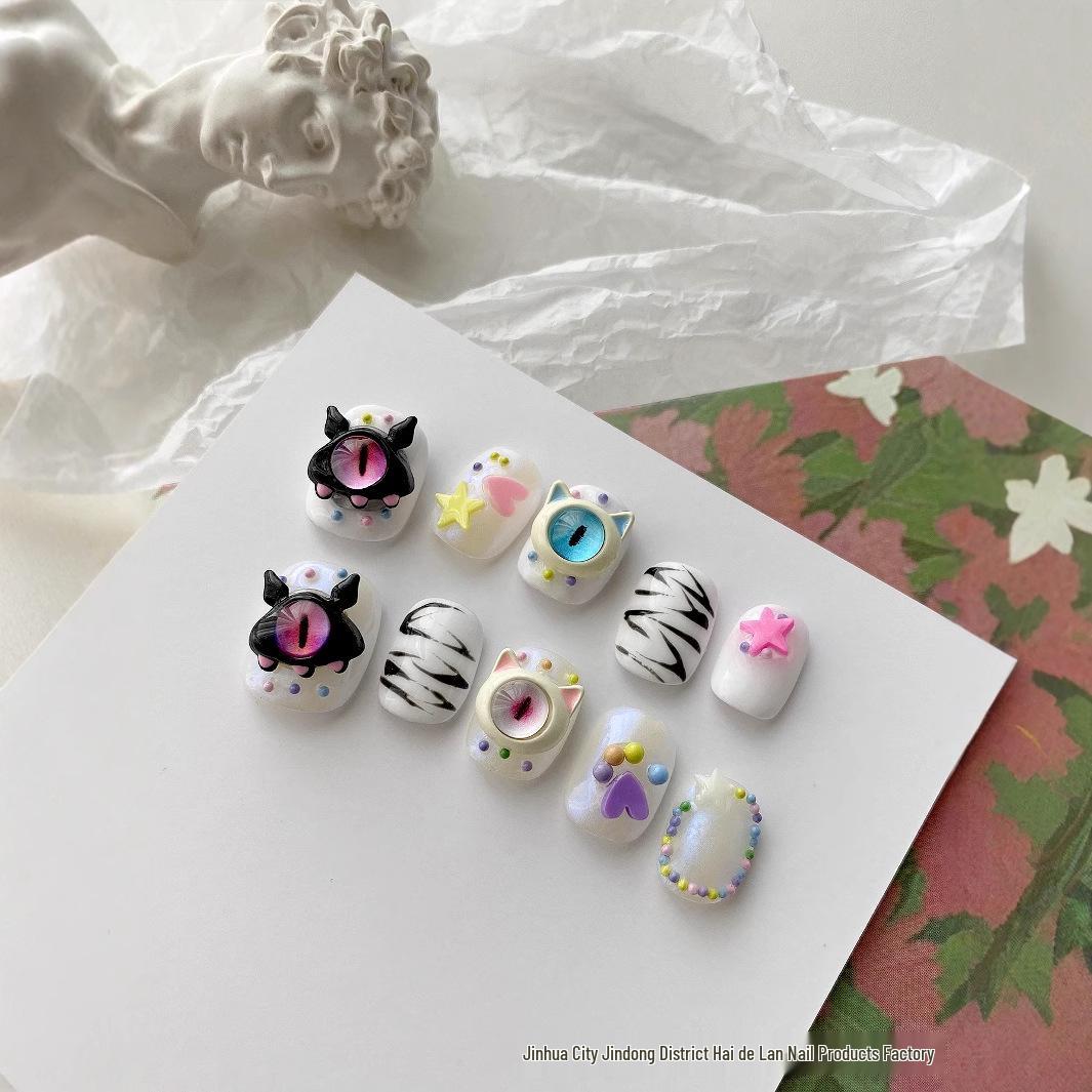 

Y2K Cute Evil Eye Dopamine Press-on Nails - Little Red Book Evil Eye - M