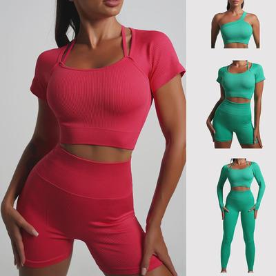 European-American Tie-Dye Stretch Yoga and Running Fitness Suit with Knitted Trousers for Women