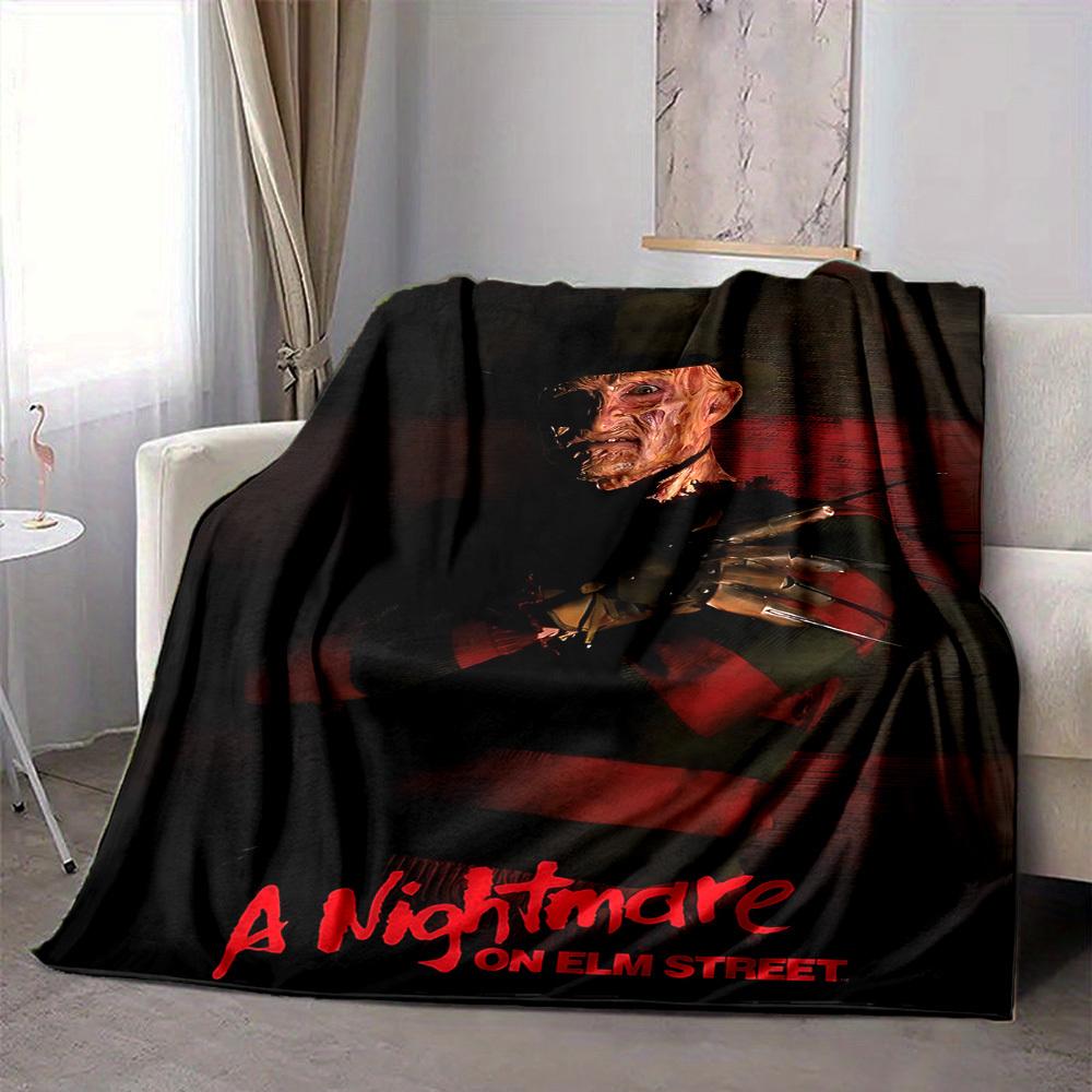 1pc A Nightmare on Elm Street Flannel Throw Blanket - HD Printed Lightweight Soft Warm All-Season Blanket for Sofa, Bed, Travel, Camping 062
