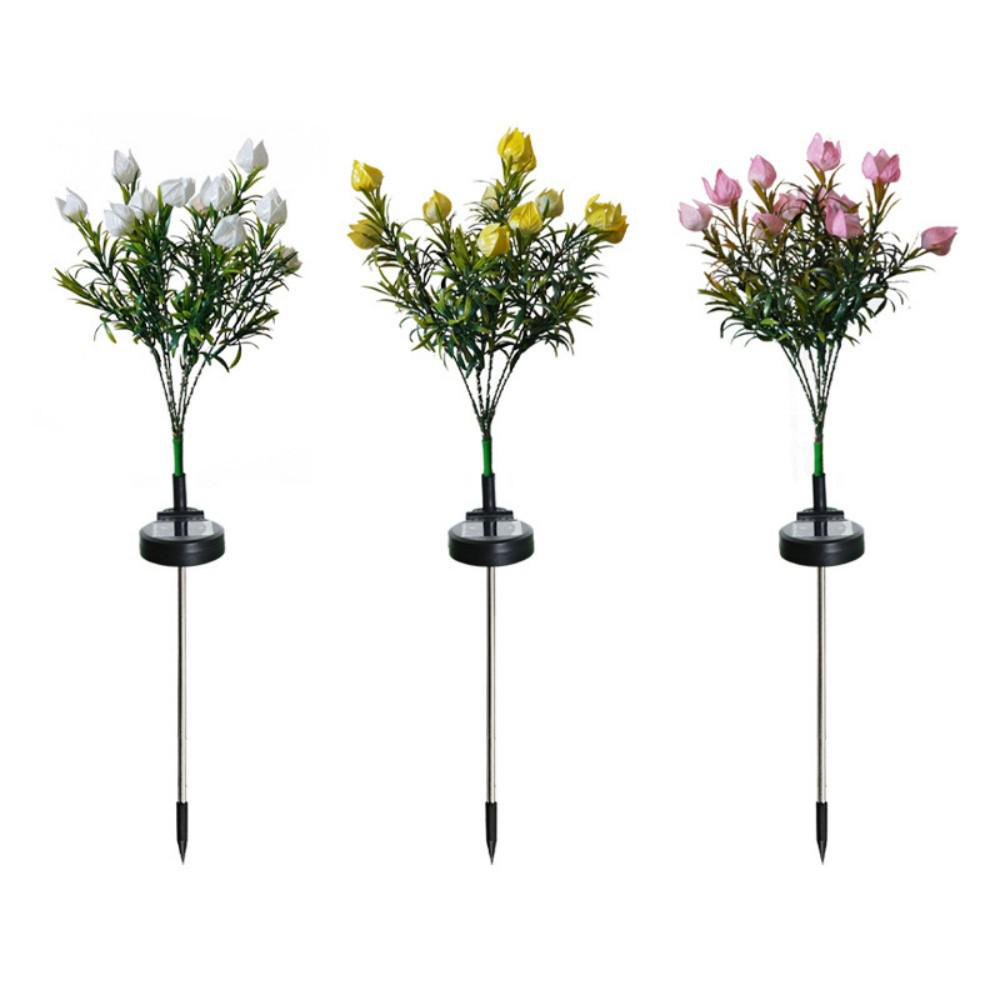 Solar Gardenia LED Flower Stake Light for Outdoor Decoration