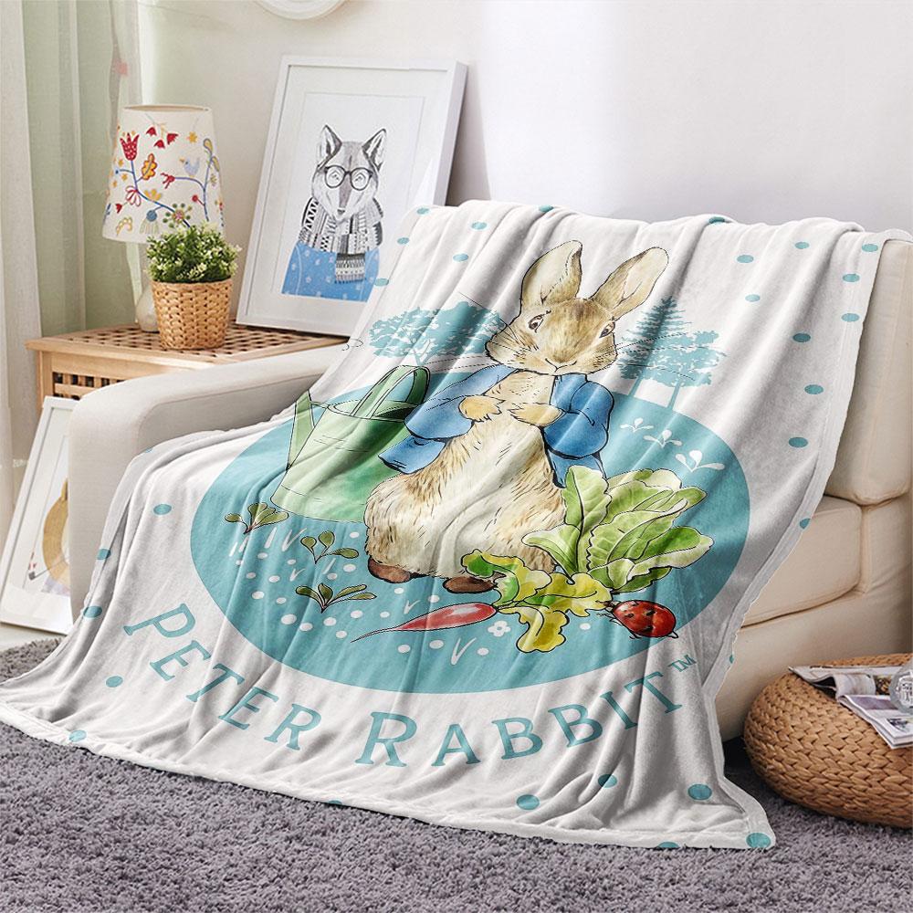 Peter Rabbit Printed Flannel Blanket, Soft Throw for Bedroom Sofa, Washable, Fan Merchandise, Great Gift.