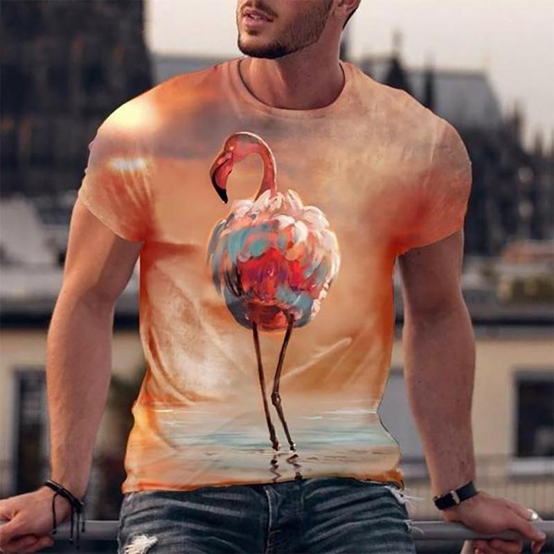 3D Printed Flamingo Animals T Shirt Men's Funny Pattern Tees Summer Harajuku Round Neck Tops Oversized Short Sleeves T-Shirts