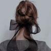 Spring Solid Color Lace Yarn Ribbon Hair Scrunchies Women Bow Elastic Hair Rope Ponytail Holder Girls Hair Ties Accessories