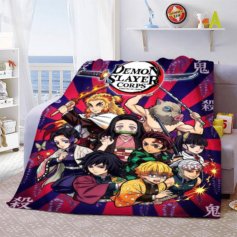 Demon Slayer Soft Warm Flannel Blanket Plush Lightweight Throw for Sofa Bed Couch Cozy Winter Travel Home Decor -QJY