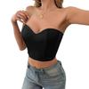 European & American Style Diamond-Embellished Fishbone Tube Top Vest for Women
