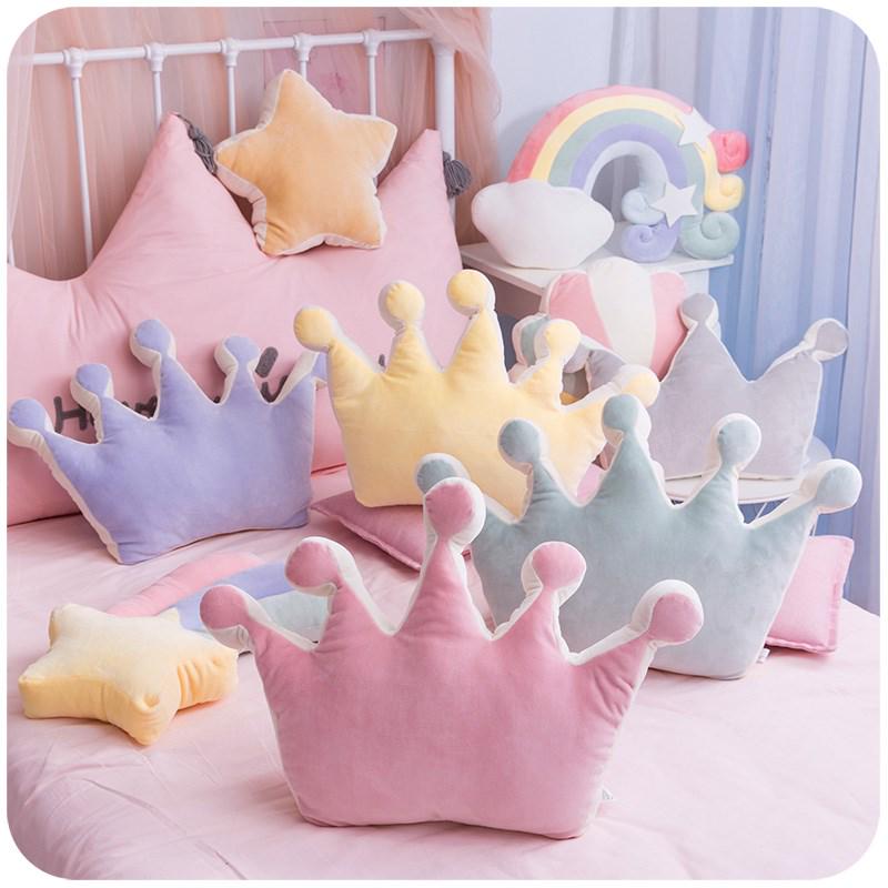 Soft Princess Crown Pillow Stuffed Sleeping Pillow Girl Room Sofa Decor Rainbow Cloud Star Celebrity Studio Cushion Gift for Her