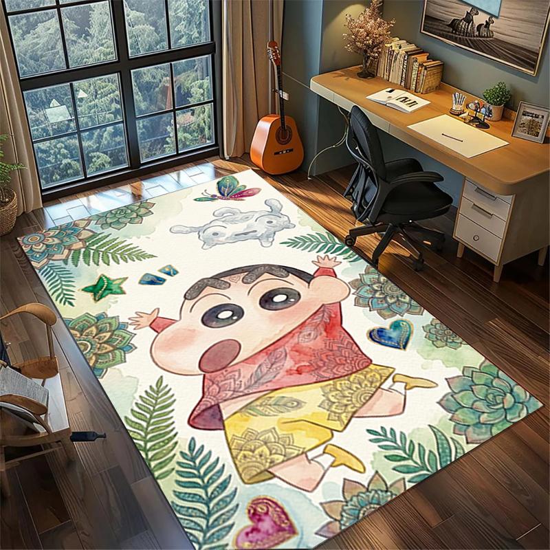 Non Slip Crayon Shin-chan Carpet Large Washable Area Rug for Gamer Room Bedroom Decor