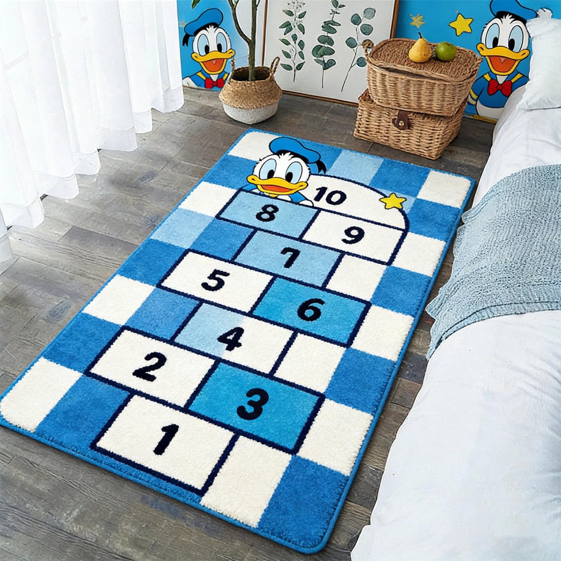 Anime Cartoon Faux Cashmere Hopscotch Floor Mat - Educational Bedroom Rug 40*120 cm Thick Faux Cashmere