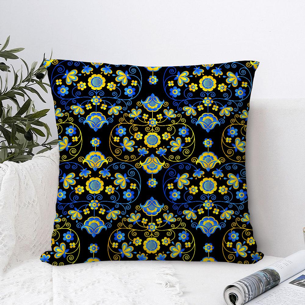 Ukrainian Folk Pattern Pillow Case Sofa Decorative Home Double-sided Printing Short Plush Cushion Cover Throw Pillow Cover Gifts