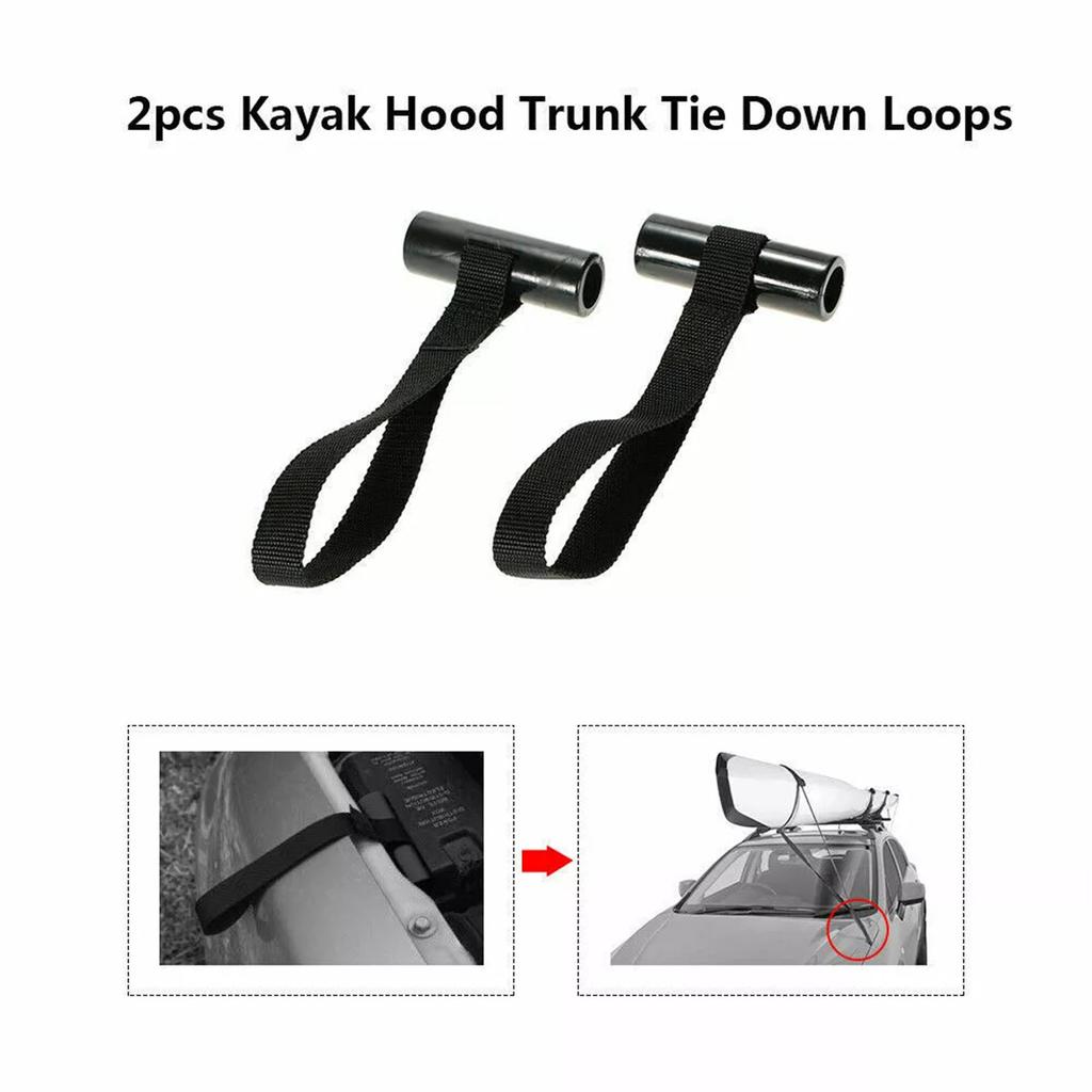 2Pcs Quick Hood Loops Kayak Tie Down Anchor Strap Bow Stern Canoe Transport Secure Lashing Tie Down Strap for Canoes