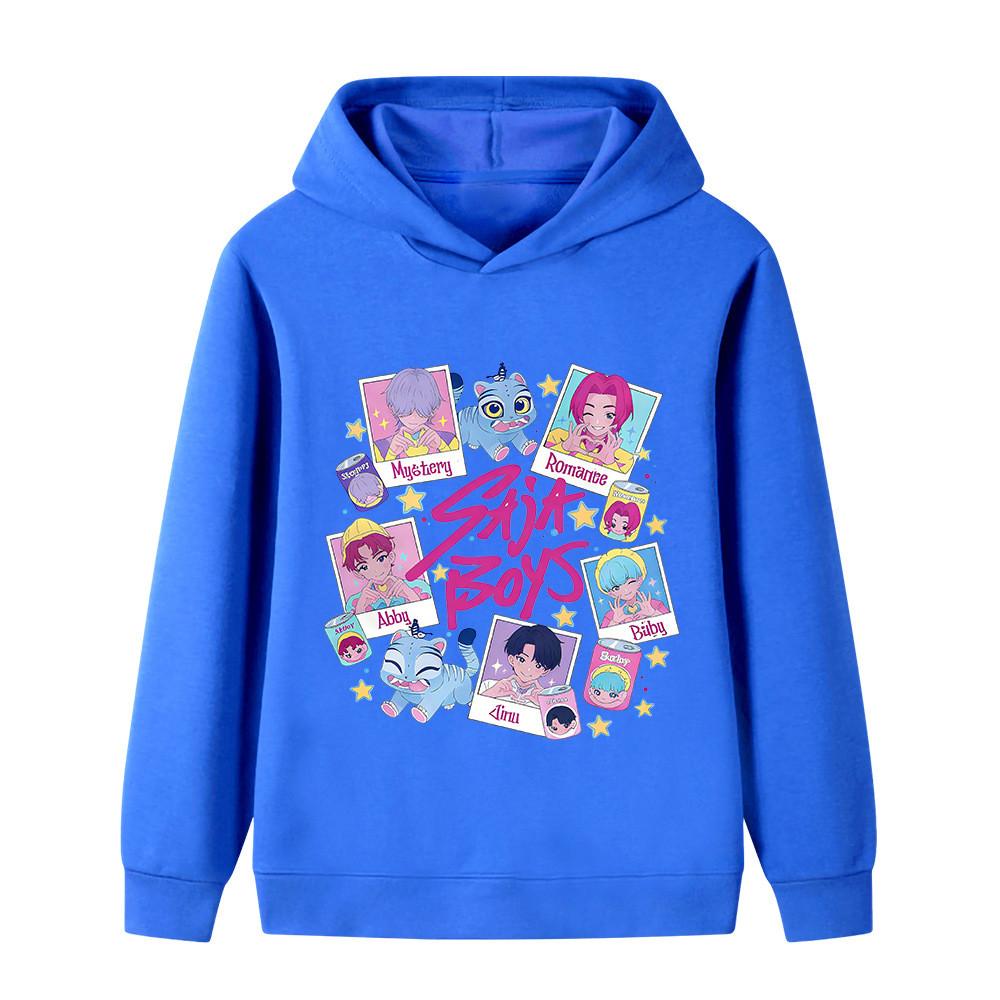 B1206 Kids Boys Girls Sajaboys Kpop Rumi Zoey Mira Print Long Sleeves Hoodie
