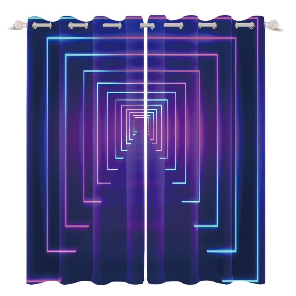 2pcs/set 3D Spacecraft Cabin Window Curtain Science Fiction Futurism Bedroom Living Room Decor Blackout Polyester Fabric Curtain