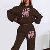 SHEIN Women's Letter Print Hooded Sweatshirt Set - Autumn Long-Sleeve