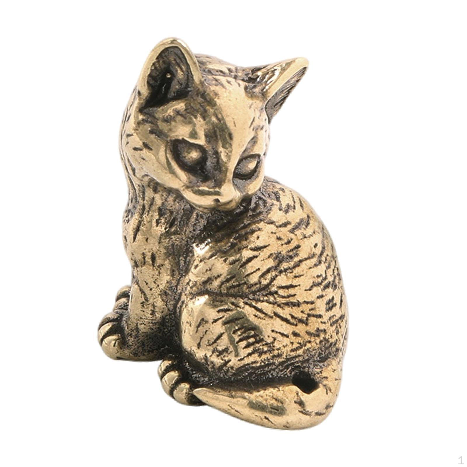 

Статуэтка Милая кошечка Фигурка Подарки для вечеринок Поделки Латунное настольное украшение Настольная скульптура животного для чая 2.8x2.1 cm