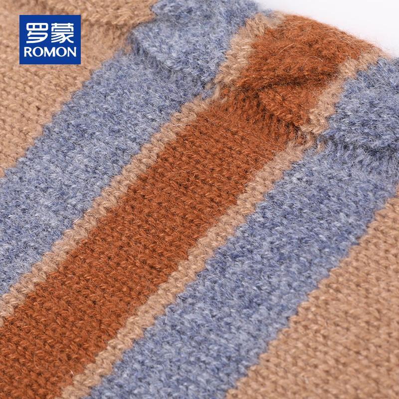 ROMON Men's 100% Cashmere Half-Turtleneck Cable Knit Sweater