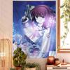 Angel Beats Cute Tachibana Kanade Hanging Bohemian Tapestry Hanging Tarot Hippie Wall Rugs Dorm Japanese Tapestry Wall Art