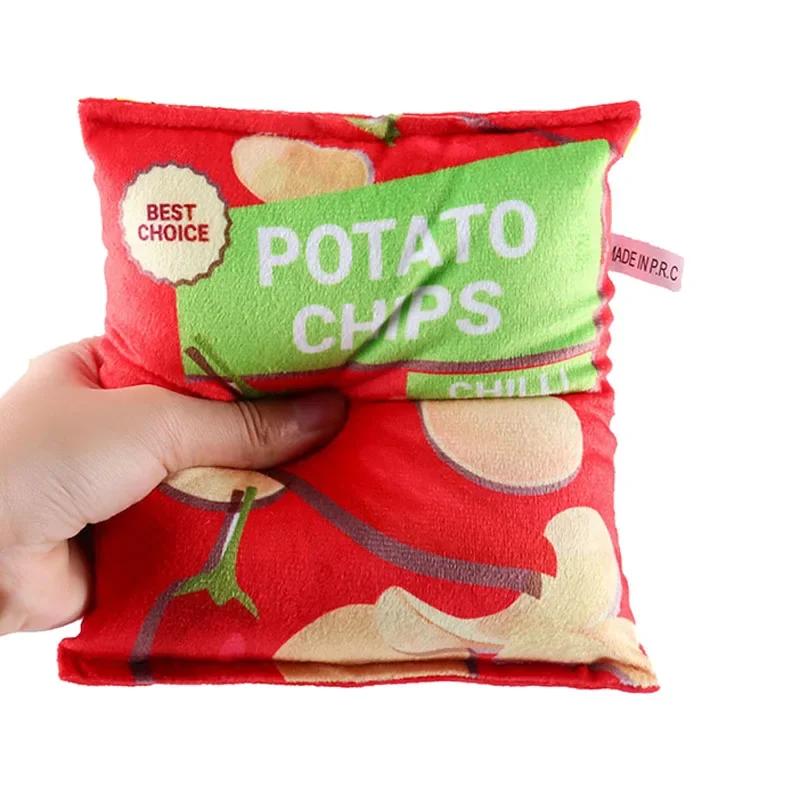 2pcs Funny Dog Toys Crisps Plush Filled Pets Squeaky Chew Toys Bite-resistant Sounding Paper Toys For Small Medium Pets Supplies