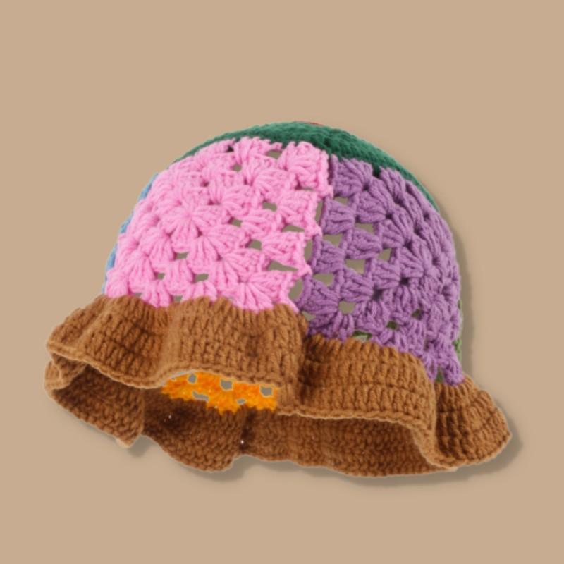 Neue Fischerhüte für Damen und Herren, handgestrickte gestreifte Pullovermützen, modische und vielseitige Wollmützen für Damen