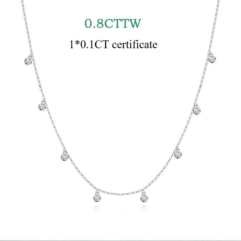 

Сертифицированный Smyoue Подвеска-ожерелье с 8 камнями Moissanite 100% Настоящий Классическая женская шейная цепочка Посеребренная 18 каратным золотом Серебро 925 40 and 5cm