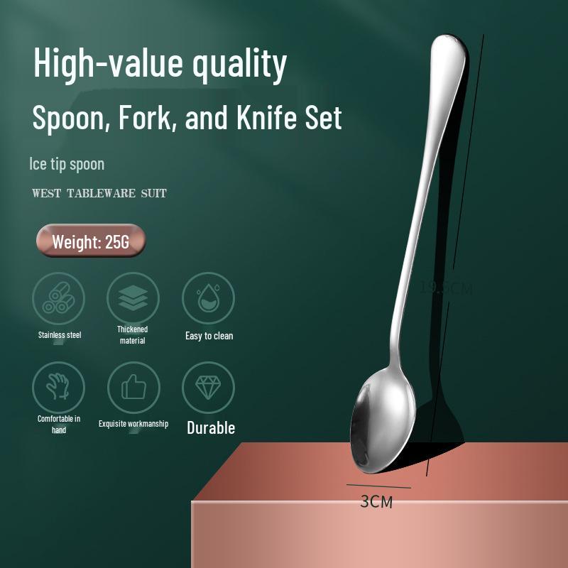 1010 Stainless Steel Western Cutlery Set: Knife, Fork, Spoon, Dessert & Coffee Spoon, Steak Knife.