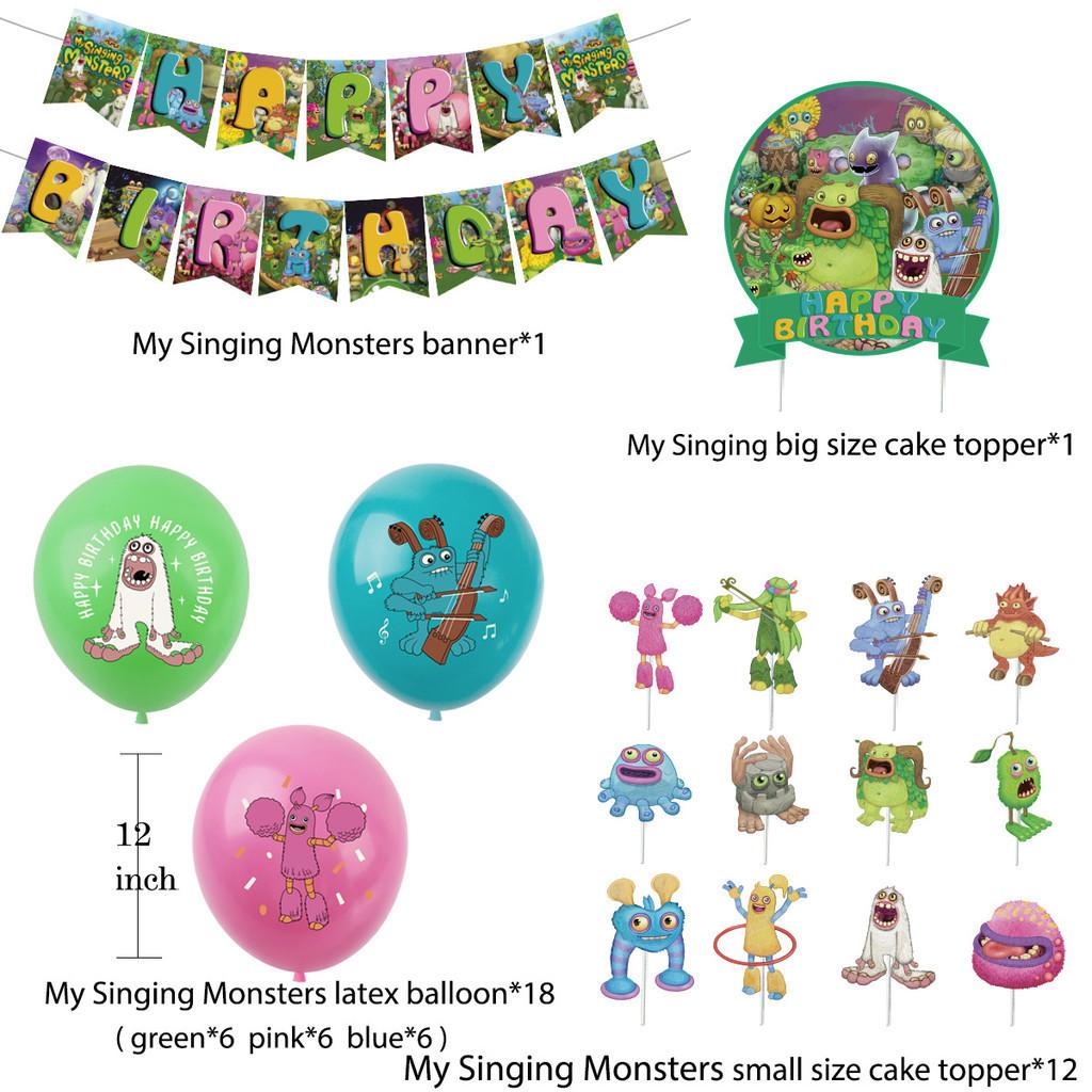 Themed Concert Monster Birthday Party Decorations Hanging Flag Banner Set Balloon