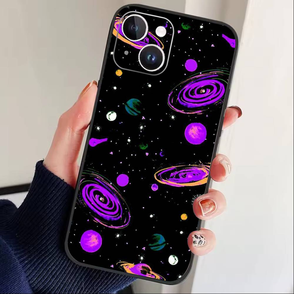 Y2k INS Graffiti Phone Case For iPhone17,16,15,14,13,12 Plus,Max Soft Silicone Black Cover