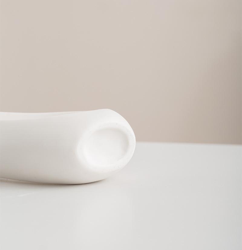 White Irregular Ceramic Openwork Vase – Modern Rustic Ornament for Living Room