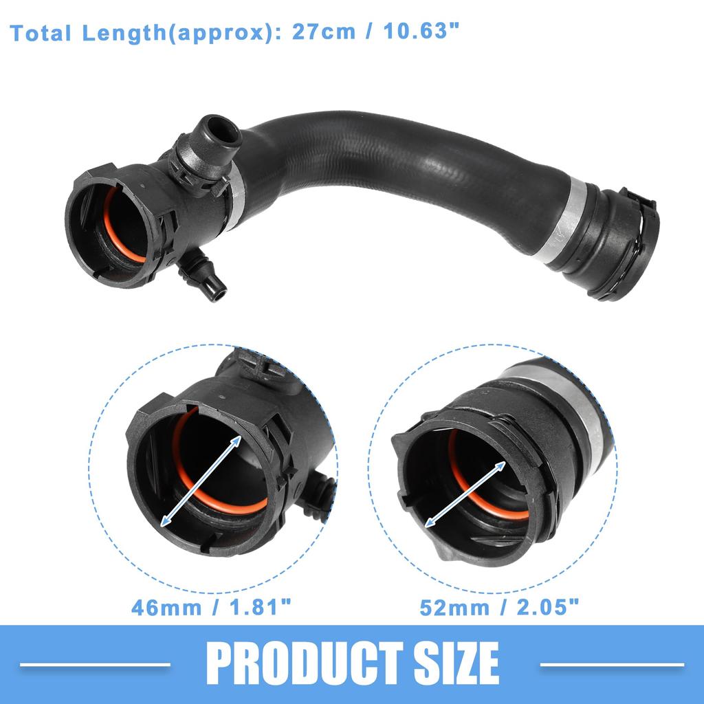 ABSOPRO Radiator Coolant Hose, Rubber Black, for BMW X4 M40i 3.0L L6 (Gas) 2018/2018 (Part Numbers 17127646150/17127634449)