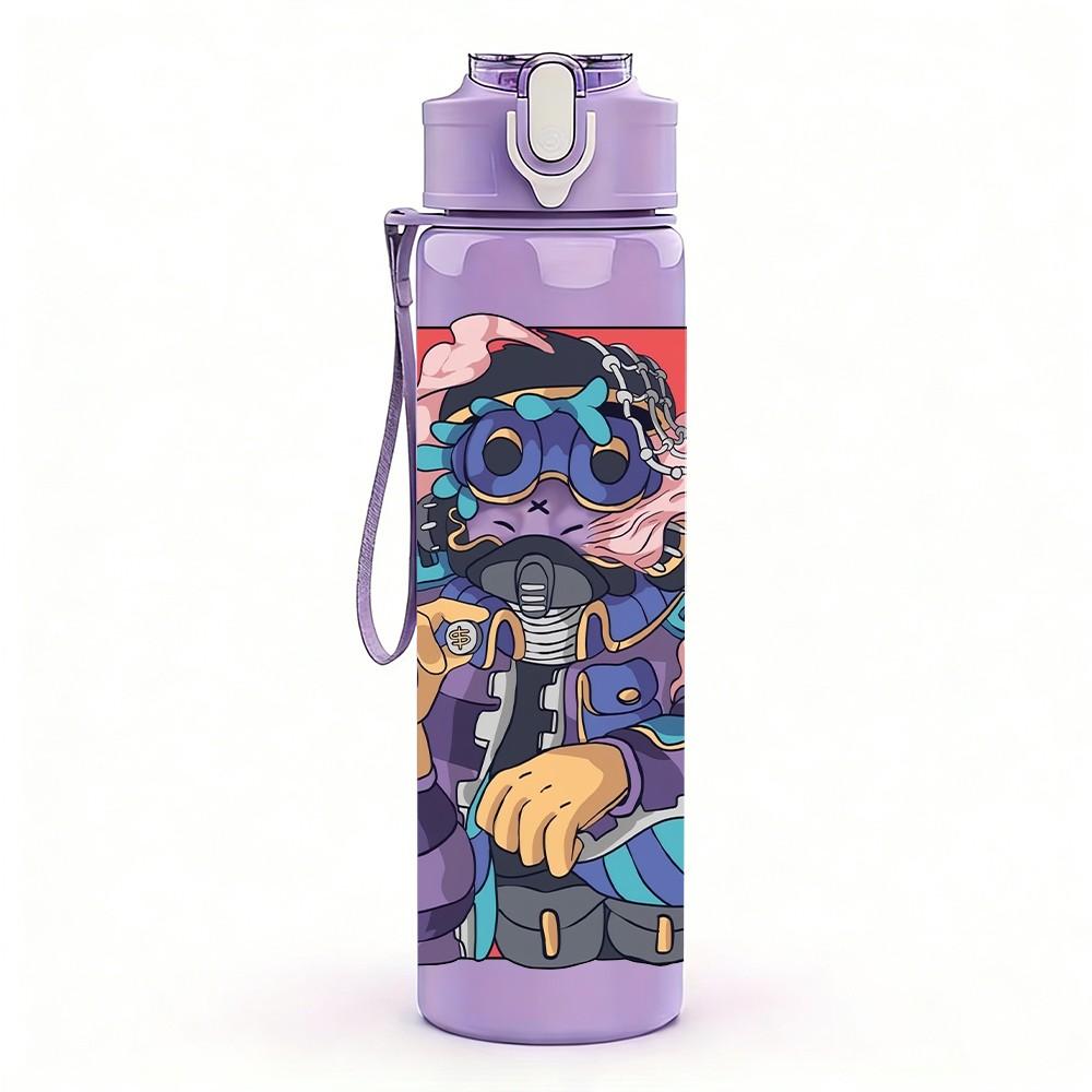 1PC Cool Street Style Monster Figure 750ml Color Plastic Sports Water Bottle Leakproof Flip Straw Lid Suitable for Sports Office Home Use