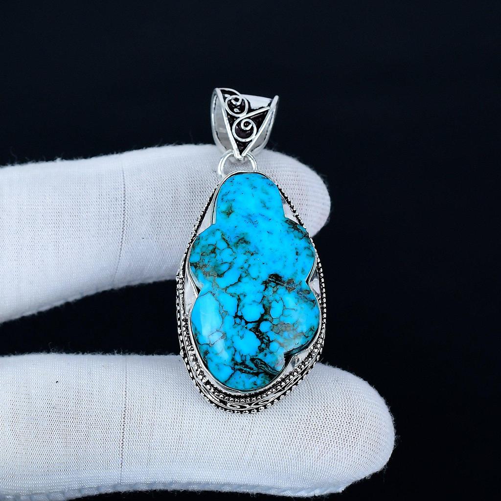 Tibetan Turquoise Cloud Pendant, 925 Sterling Silver Handmade Jewelry, Turquoise Silver Pendant, Party Wear Jewelry For Women's, Pendant Jewelry