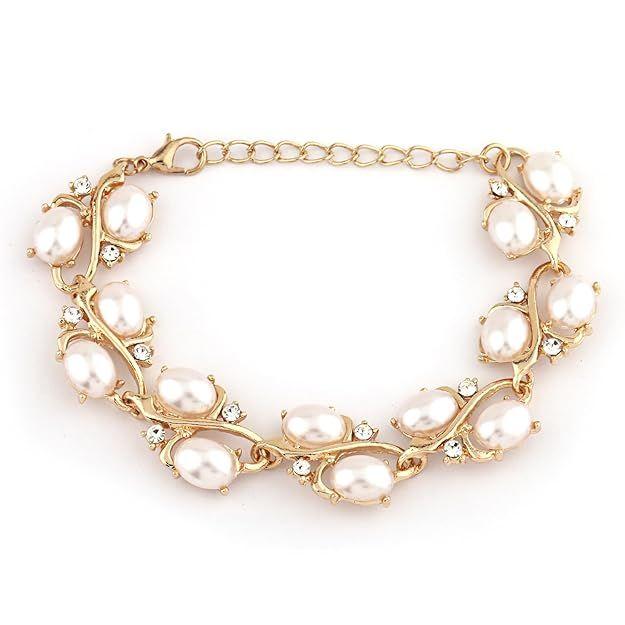 Shining Diva Fashion Latest Stylish Design Fancy Pearl Bracelet Earrings Necklace Jewellery