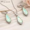 Fashion Water Drop Crystal Dangle Earrings Jewelry Sets For Women Rose Gold Color Zirconia Wedding Necklace
