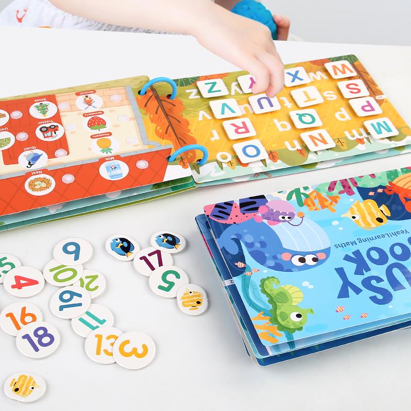 Montessori Baby Busy Book My First Quiet Book Paste Early Learning Education Toy DIY Hand-on Puzzle Reusable Books for Children