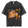 Border Collie Πίνει Μπύρα Αστείο Σκύλος Meme Μεγάλο T-shirt 100% Βαμβάκι Vintage Πλυμένο T-shirt για άνδρες hiphop streetwear P935