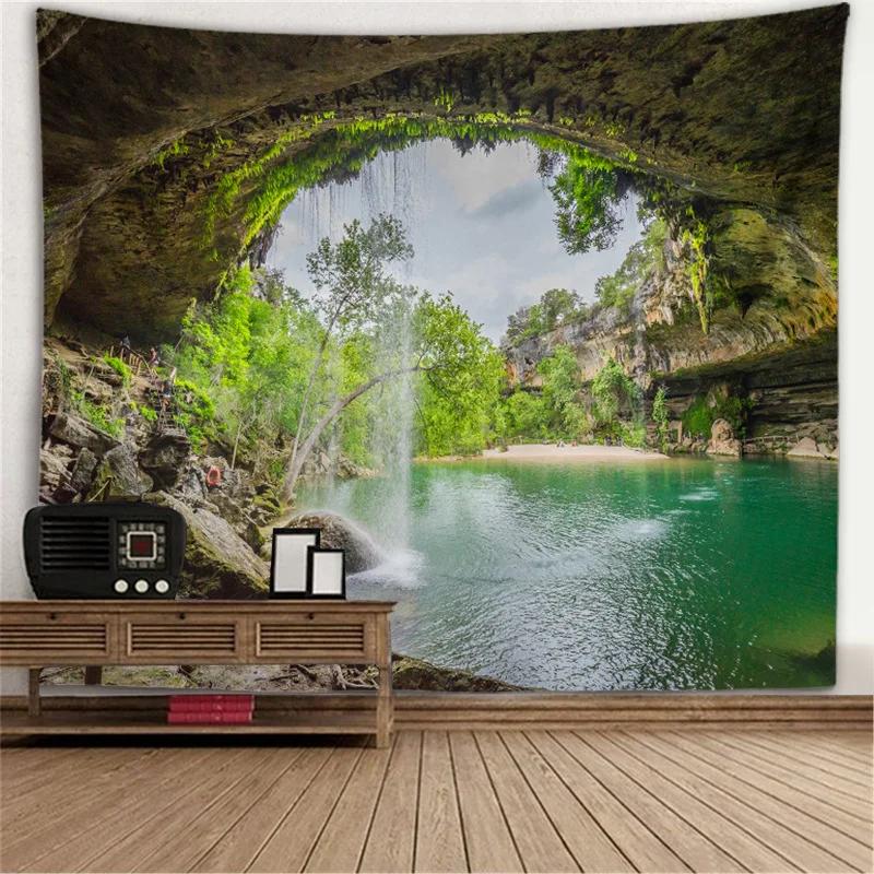 Window View Tapestry Wall Hanging Bedroom & Living Room Wall Decor Backdrop Tree Hollow Stove Hanging Large Tapestry