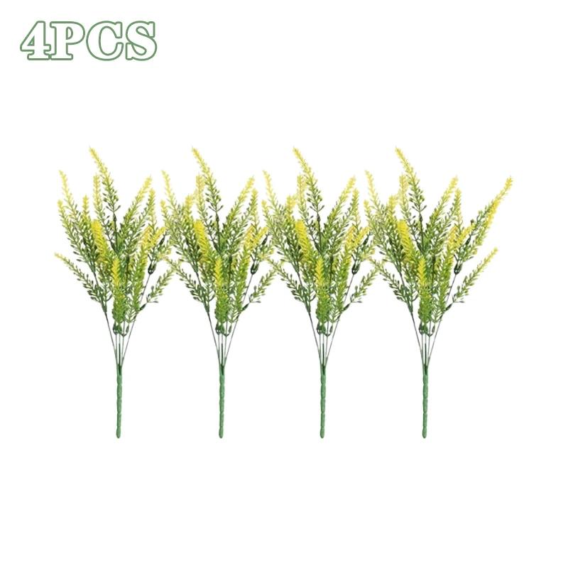 2-16PCS 5 Prong Lavender Artificial Flowers UV Resistant Fake Plant for Outdoor Garden Decor Faux Plastic Flower Home Decoration