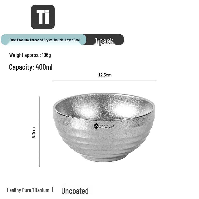 Double-Layer Thickened Pure Titanium Soup Bowl: Heat-Insulated, Anti-Scald, Drop-Resistant, Suitable for Children and Adults, Large Capacity