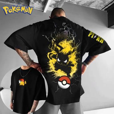 T-shirt Original Imprimé Pikachu Périphérique Manches Courtes Nouveau Été Harajuku pour Hommes et Femmes Haut Décontracté Ample