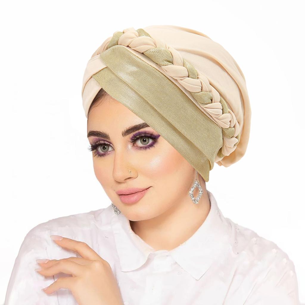 Muslim Women Hijabs Islamic Headwear Braid Head Wrap Chemo Cap Turban Hat