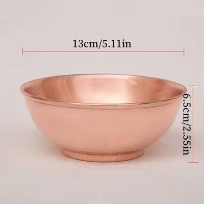 Vintage Red Copper Salad Tall Feet Bowl,Engraving Hammer Texture Home Breakfast Cheese Tableware,Snack Bowl Table Decoration