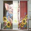 Pig Sunflower Farm Idyllic Barn Sheer Curtains for Living Room Modern Voile Curtain Bedroom Tulle Curtains Window Drapes Decor