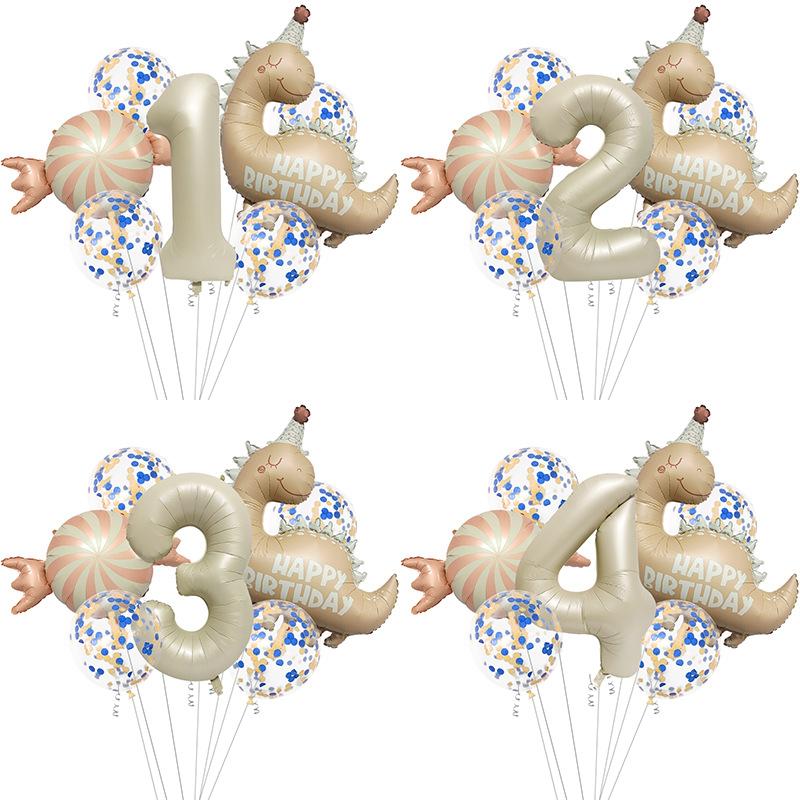Retro Matte Little Dinosaur Candy Aluminum Film Balloon Set Sequined Birthday Party Atmosphere Arrangement